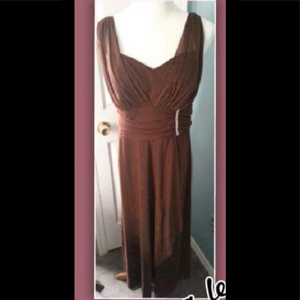 Betsy & Adam Chocolate Brown Sleeveless Midi Dress